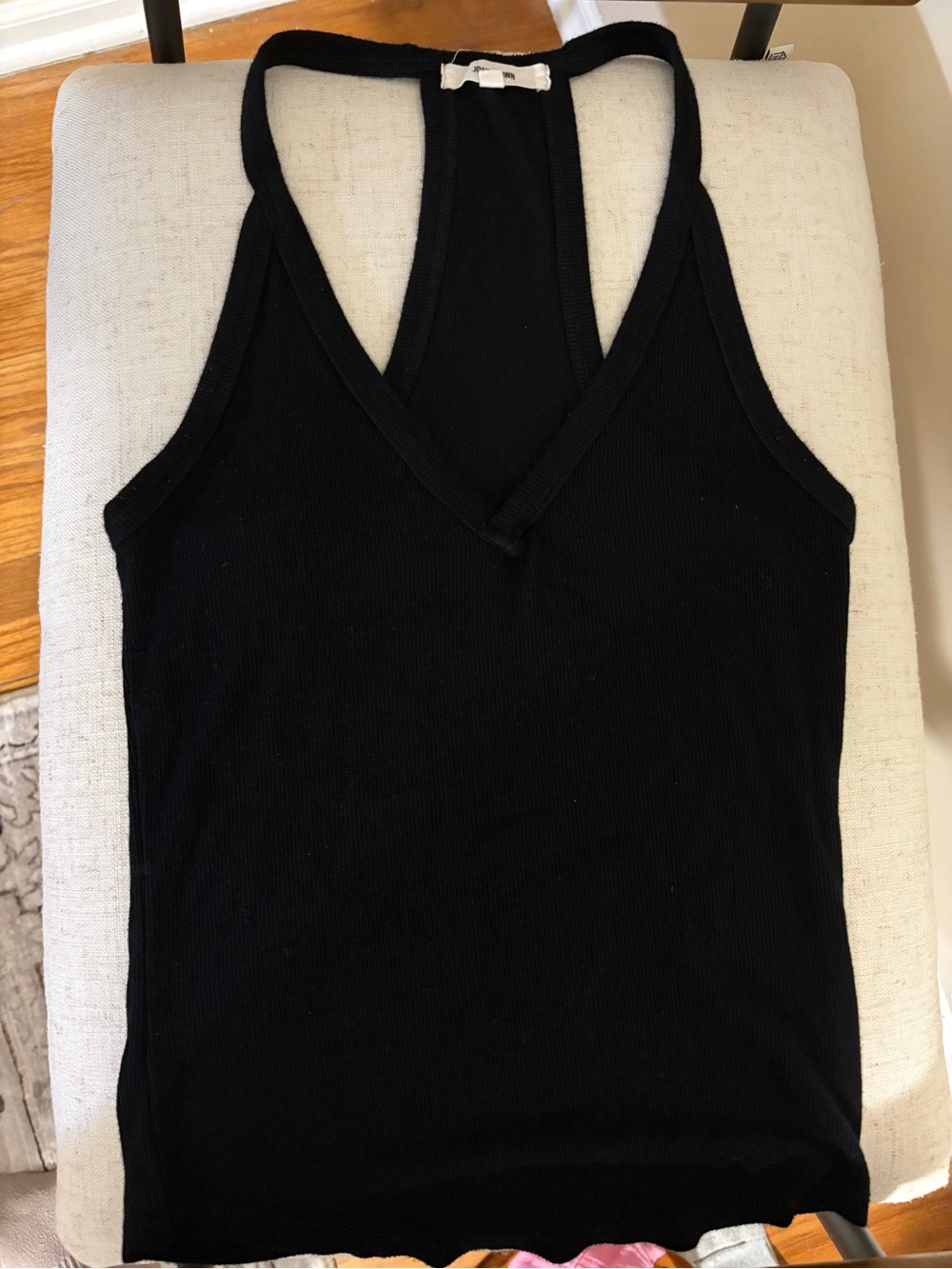 Joah Brown Black Ribbed V-Neck Racerback Tank